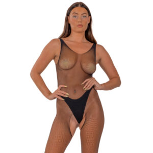 Lace by LJ Fishnet Crotchless Bodystocking Black