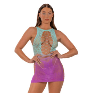 Lace by LJ Ombre Faux Lace Up Mini Dress