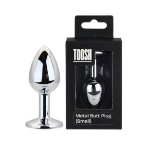 Toosh Silver Metal Butt Plug Small Clear Stone