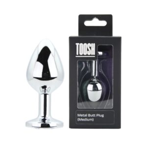 Toosh Silver Metal Butt Plug Medium Clear Stone