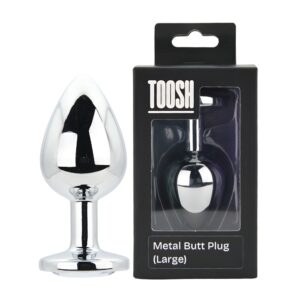 Toosh Silver Metal Butt Plug Large Clear Stone