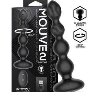 IY - Mouve - Analplug mit Vibration und Wellenbewegungen, Fernbedienung, 2 Motoren - Schwarz