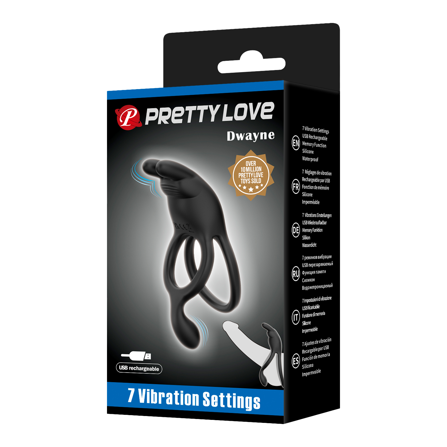 Pretty Love – Seth – Vibrierender Cockring – Schwarz