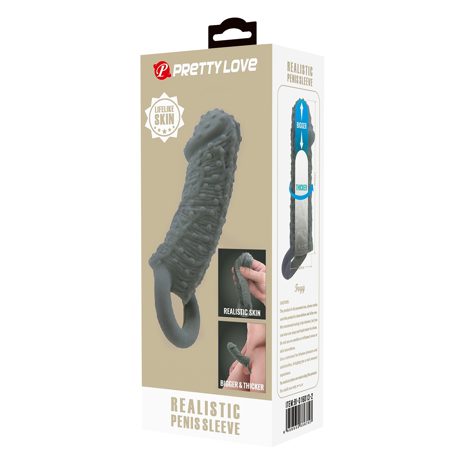 Pretty Love – Fogg – Realistische Penishülse – Dunkelgrau