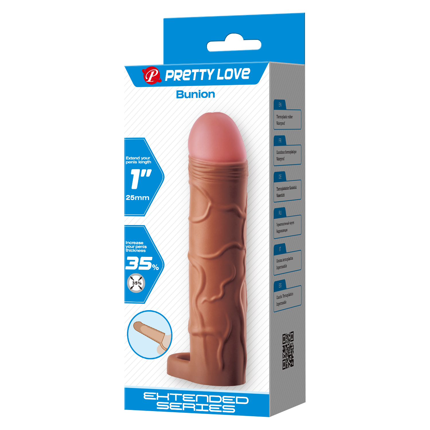 Pretty Love – Bunion – Penisring mit Penishülse – 25mm – Braun
