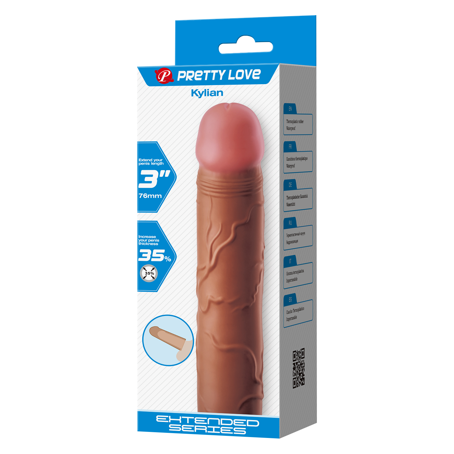 Pretty Love – Kylian – Penisverlängerungshülse – 75mm – Braun