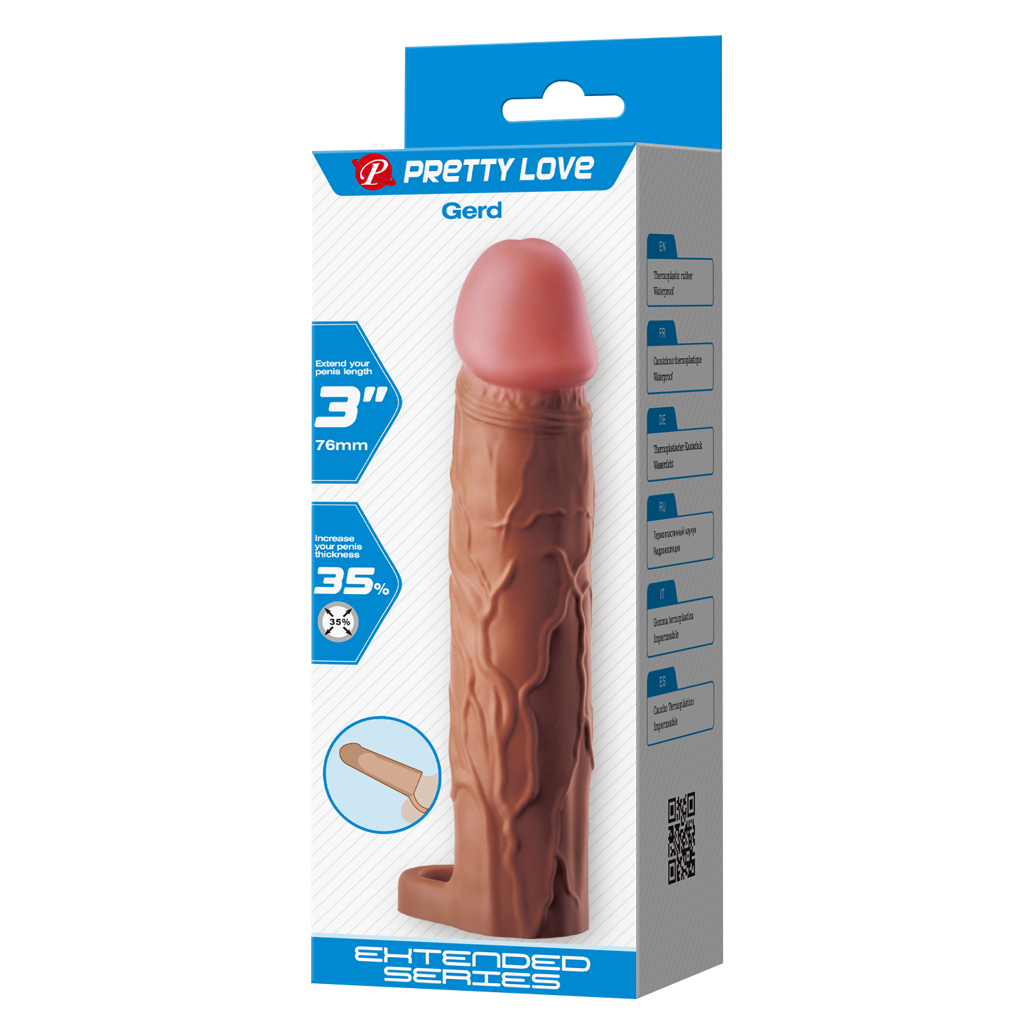 Pretty Love – Gerd – Cock Ring mit Penisverlängerung – 75mm – Braun