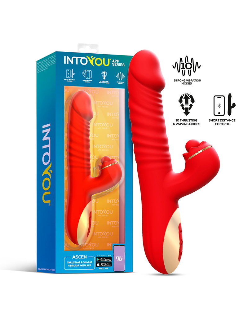 IY – Ascen – Rabbit-Vibrator – Thrusting und Waving Vibrator mit App – Rot