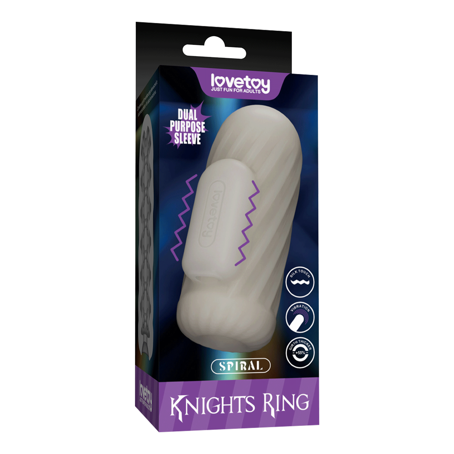 LoveToy – Knights Ring – Vibrierendes Doppel-Penis-Sleeve – Spirale – Weiß