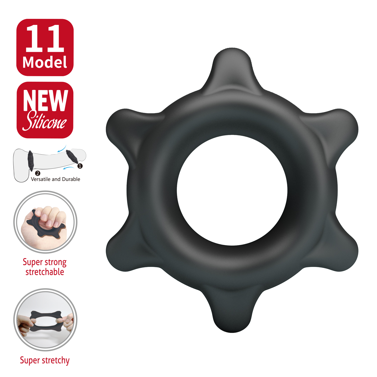 Crazy Bull – Ethaniel – Superweicher Silikonring – Modell 11 – Schwarz