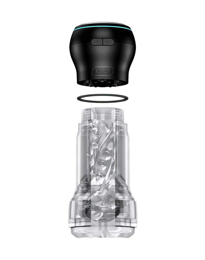 KIIROO – Feel Pocket Stroker Crystal + Powerblow Combo – Schwarz/Transparent