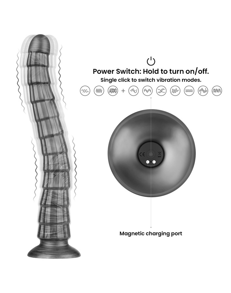 LoveToy - 14,5" King Sized Vibrating Vibrax Slider - Silber – Bild 8