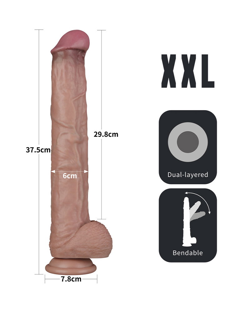 LoveToy – Nature Cock – 14,5″ Dual Layered Bendable Cock XXL – Nude