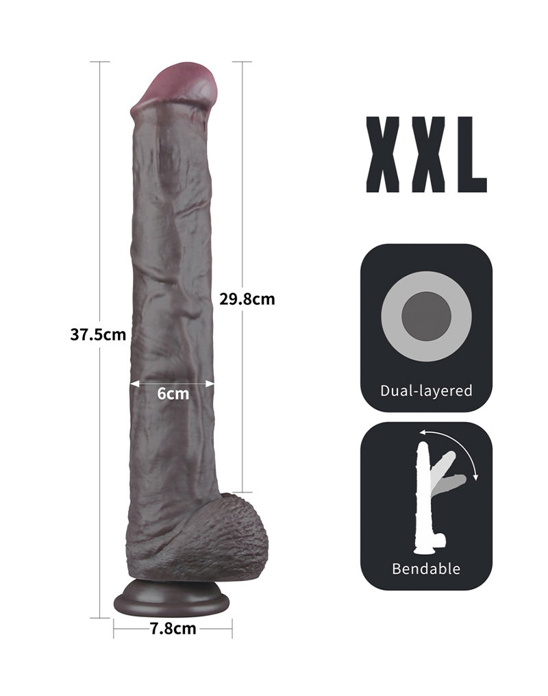 LoveToy – Nature Cock – 14,5″ Dual Layered Bendable Cock XXL – Schwarz