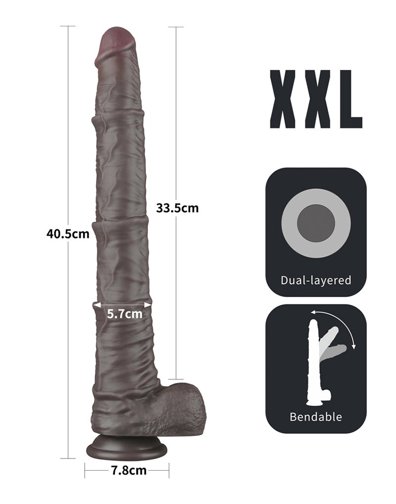 LoveToy – Nature Cock – 16″ Dual Layered Bendable Cock XXL – Schwarz