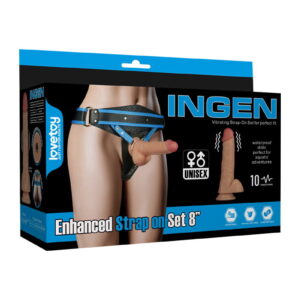 LoveToy - Ingen - Vibrierendes Strap-on-Set, 8"/ 20 cm, Größe L/XL/2XL, Nude