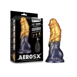 LoveToy – Aufblasbarer Dildo mit doppelter Dichte, 7,5" / 19 cm, Gold/Schwarz