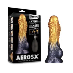 LoveToy – Aufblasbarer Dildo mit doppelter Dichte, 8" / 20 cm, Gold/Schwarz