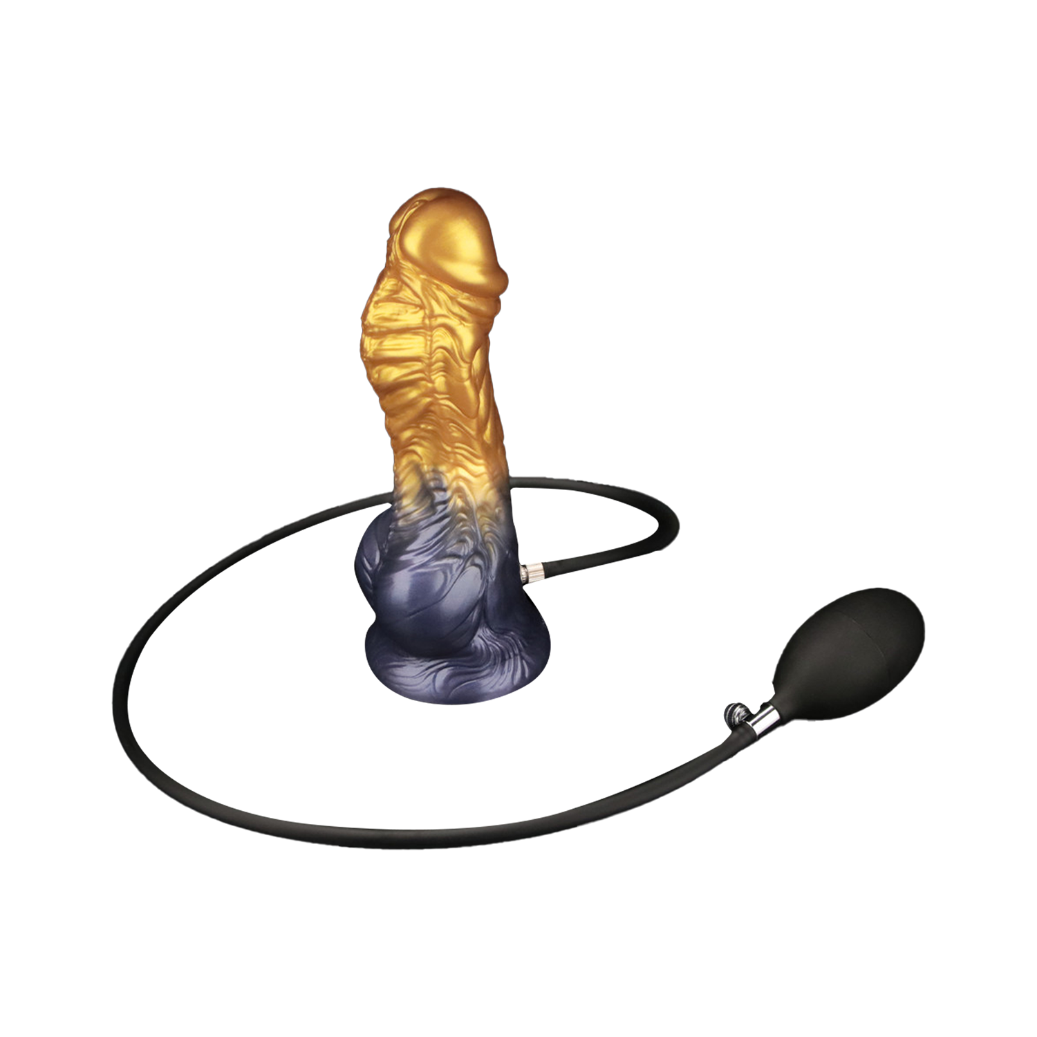 LoveToy – Aufblasbarer Dildo mit doppelter Dichte, 8″ / 20 cm, Gold/Schwarz