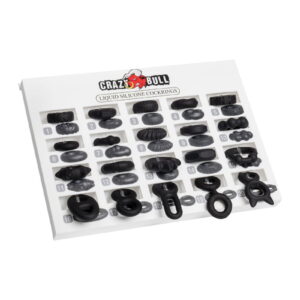 Crazy Bull – Musterdisplay mit 20 Penisringen – Weiß/Schwarz