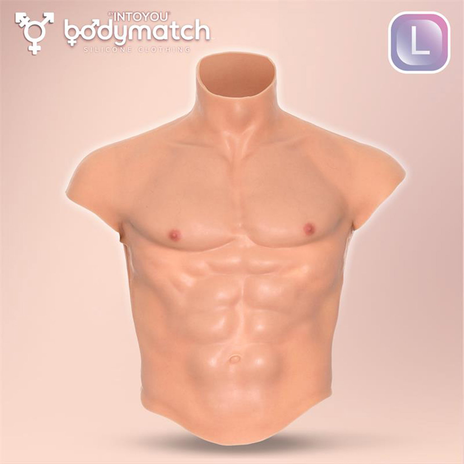 BODYMATCH – Boomax – Hyperrealistischer Silikon-Muskelanzug – Größe L – Nude