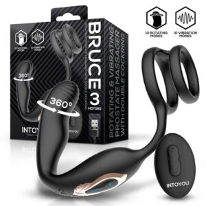 IY – Bruce – Prostatamassagegerät 360° mit doppelter Penisring-Vibration – Schwarz