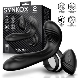 IY – Synkox – Girth Gainer Vibrierender Doppel-Penisring mit Fernbedienung – Schwarz