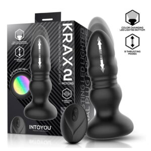 IY – Krax – Butt Plug mit Vibration, Stoßfunktion, LED-Licht und Fernbedienung – Schwarz