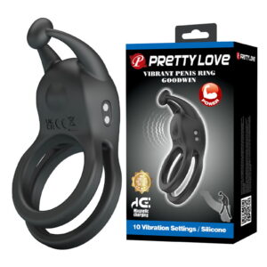 PL - Goodwin - Vibrierender Doppel-Penisring - Schwarz