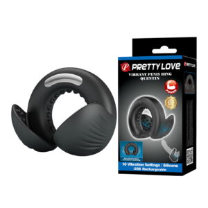 PL – Quentin – Vibrierender Penisring mit zwei Motoren – Schwarz