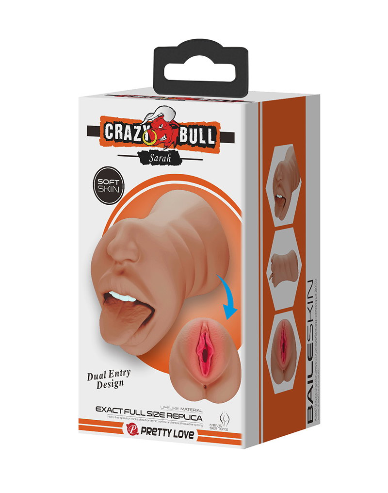 Crazy Bull – Sarah – Premium Dual Channel Masturbatur für Männer – Braun