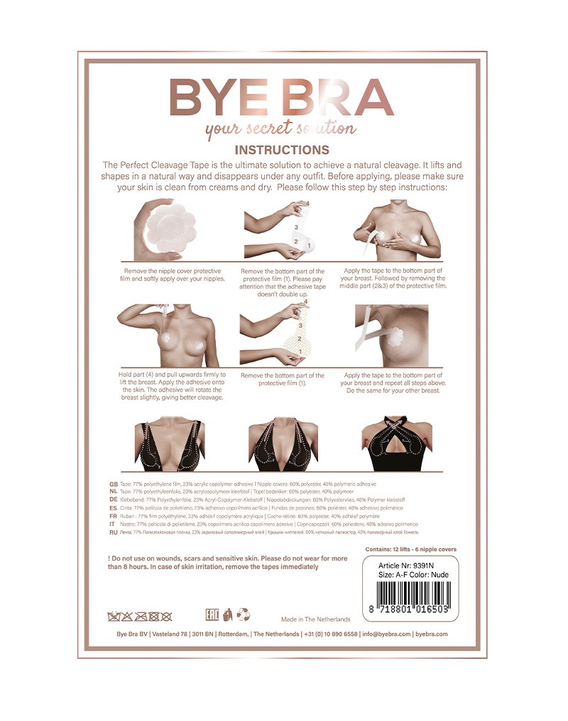 Bye Bra – Perfektes Dekolletéband A-F – Nude (3-6 Paar)