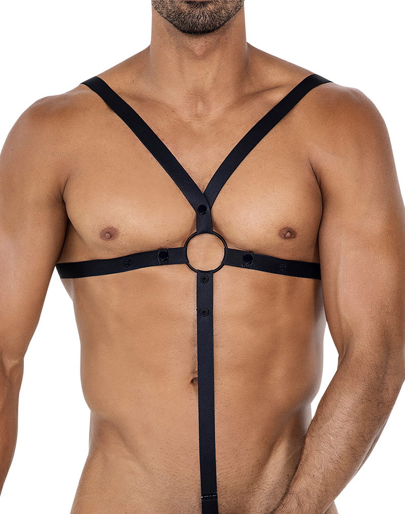 H4RNESS by C4M – C-Ring gekreuztes Gurtzeug – Schwarz
