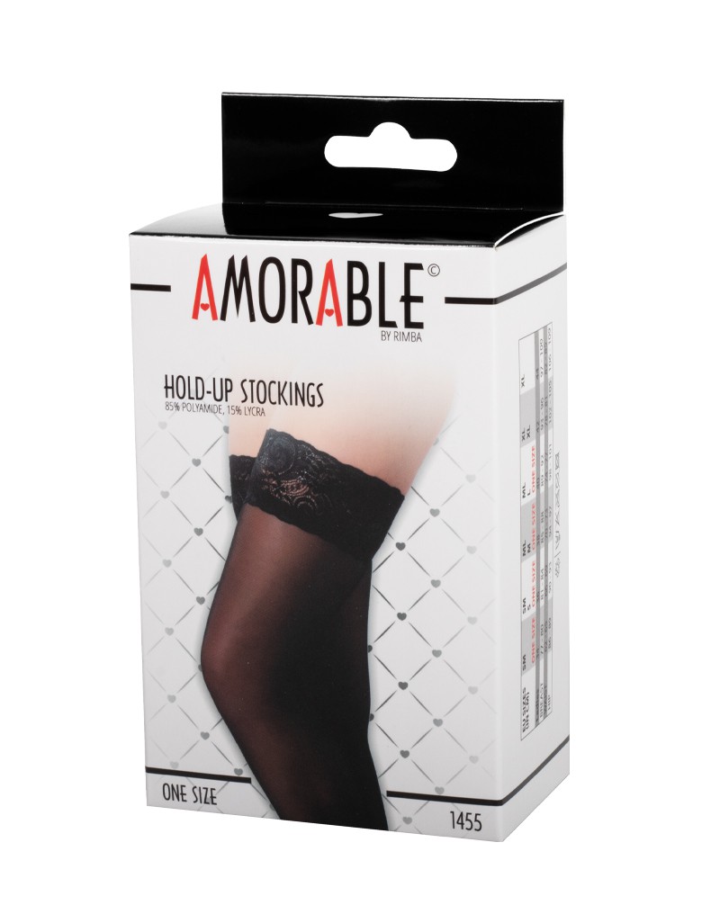 Amorable by Rimba – Halterlose Strümpfe – One Size – Schwarz