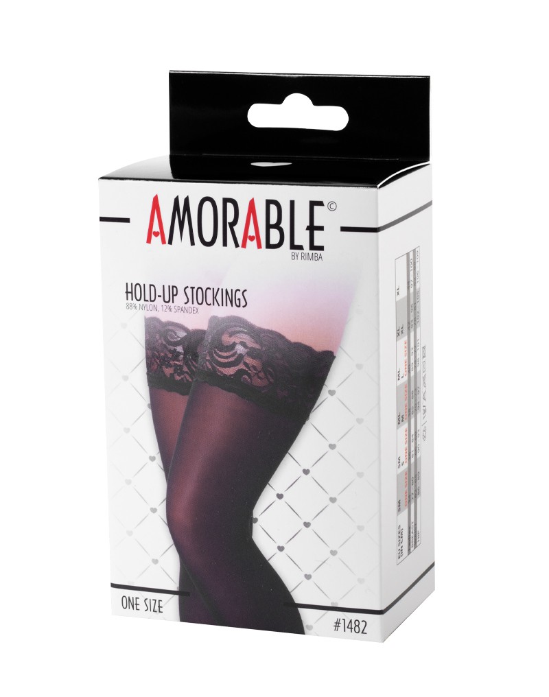 Amorable by Rimba – Halterlose Strümpfe – One Size – Schwarz