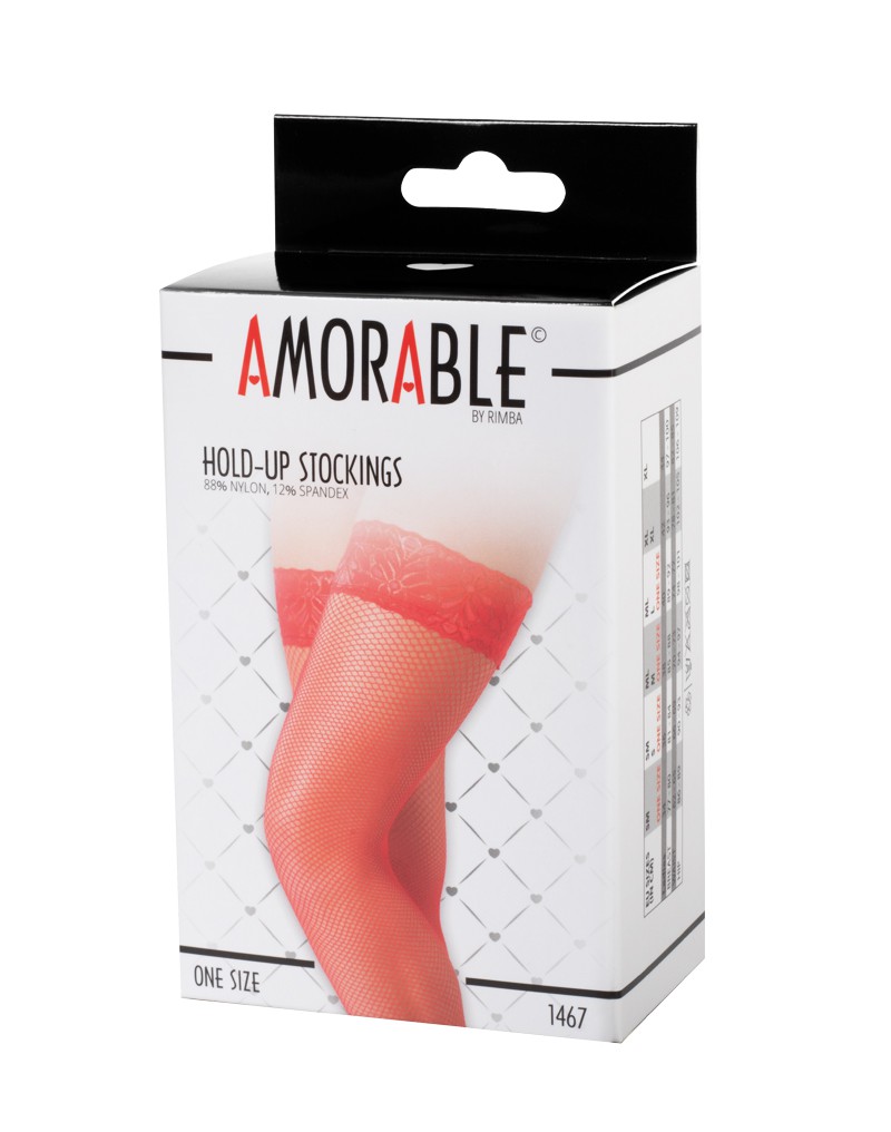 Amorable by Rimba – Halterlose Netzstrümpfe – One Size – Rot