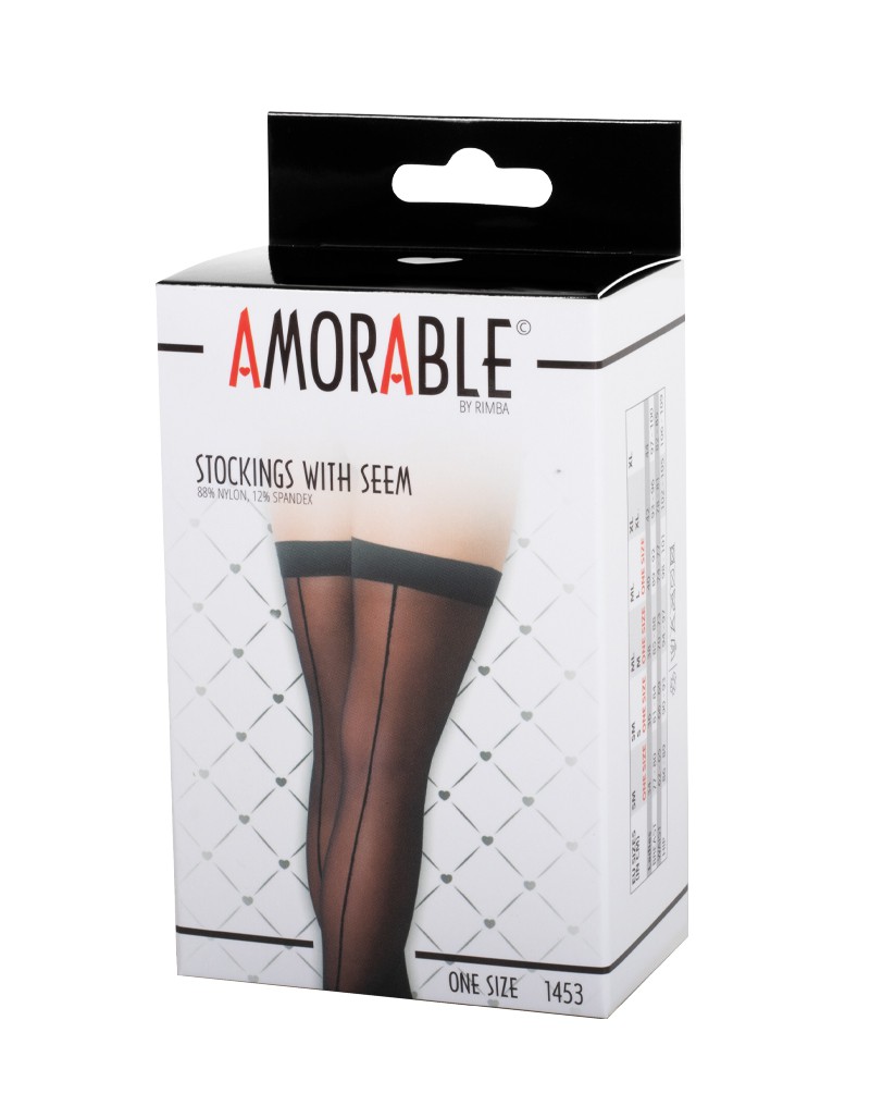 Amorable by Rimba – Strümpfe mit Naht – One Size – Schwarz