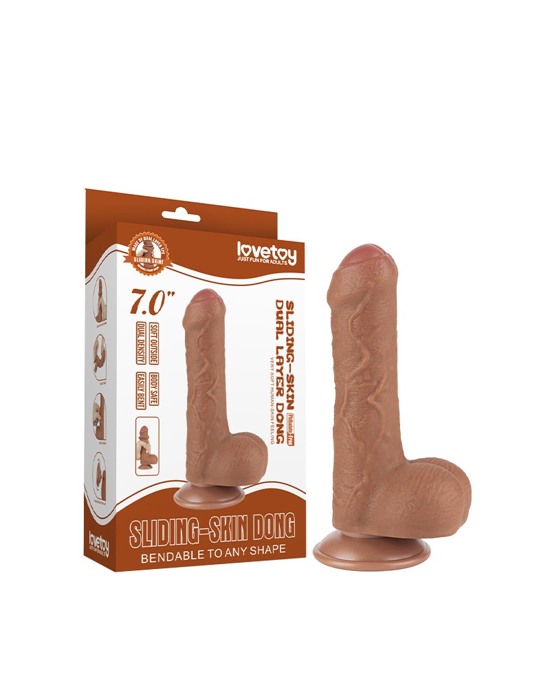 LoveToy – Skin-Schiebe-Dildo 18,3 cm (Ø 3,5 cm) – Braun