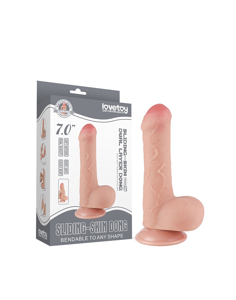 LoveToy – Skin-Schiebe-Dildo 18.3 cm (Ø 3.5 cm) – Nude