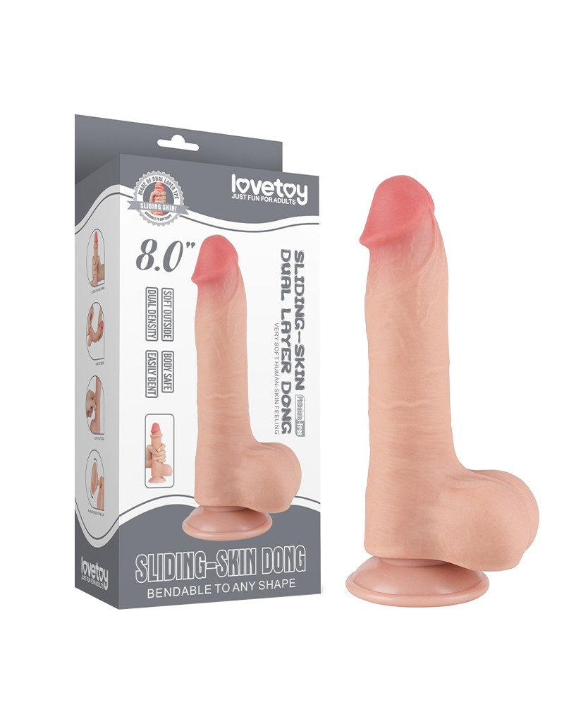 LoveToy – Skin-Schiebe-Dildo 20 cm (Ø 3.9 cm) – Nude