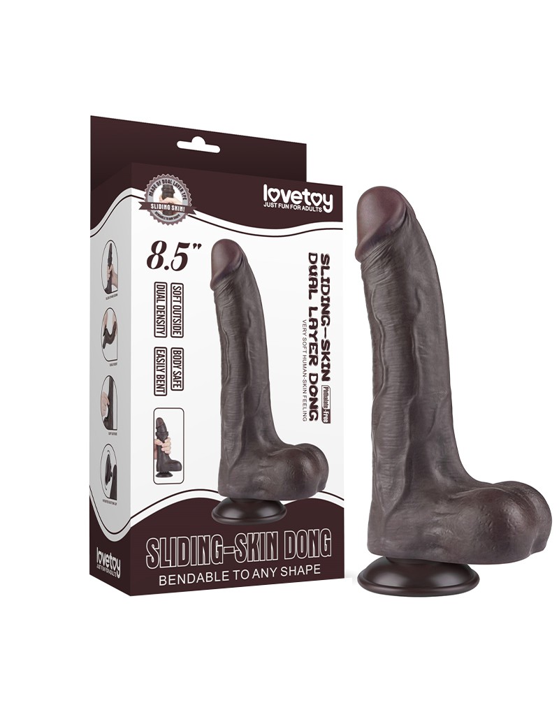 LoveToy – Hautgleitdildo 22 cm (Ø 4,3 cm) – Schwarz