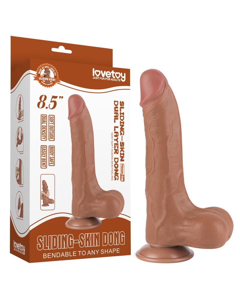 LoveToy – Skin-Schiebe-Dildo 22 cm (Ø 4,3 cm) – Braun