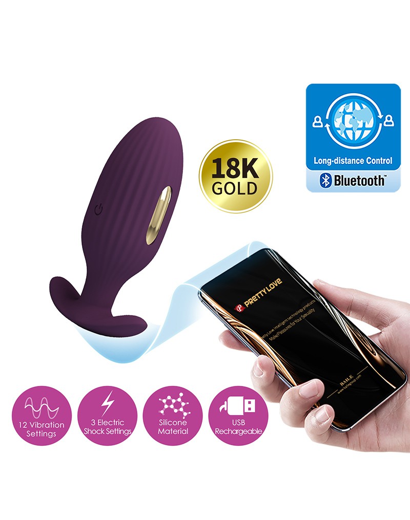 Pretty Love – Jefferson – Elektrischer Schock Buttplug mit App-Steuerung – Lila