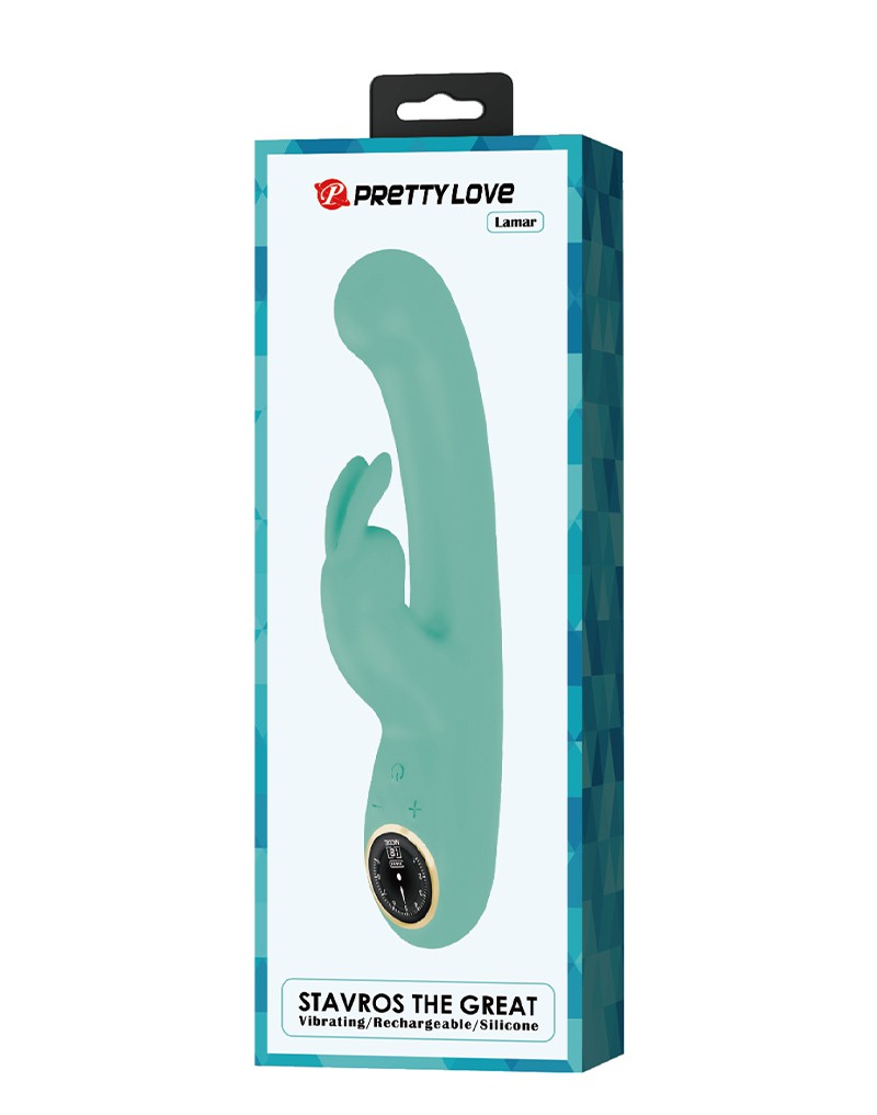 Pretty Love – Lamar – Rabbit-Vibrator mit digitaler LED-Anzeige – Blau