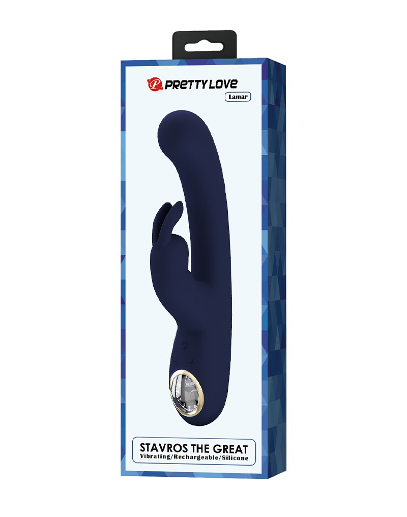 Pretty Love – Lamar – Rabbit-Vibrator mit digitaler LED-Anzeige – Dunkelblau