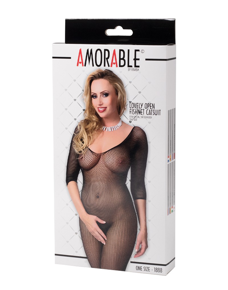 Amorable by Rimba – Open Fishnet Catsuit – One Size – Schwarz