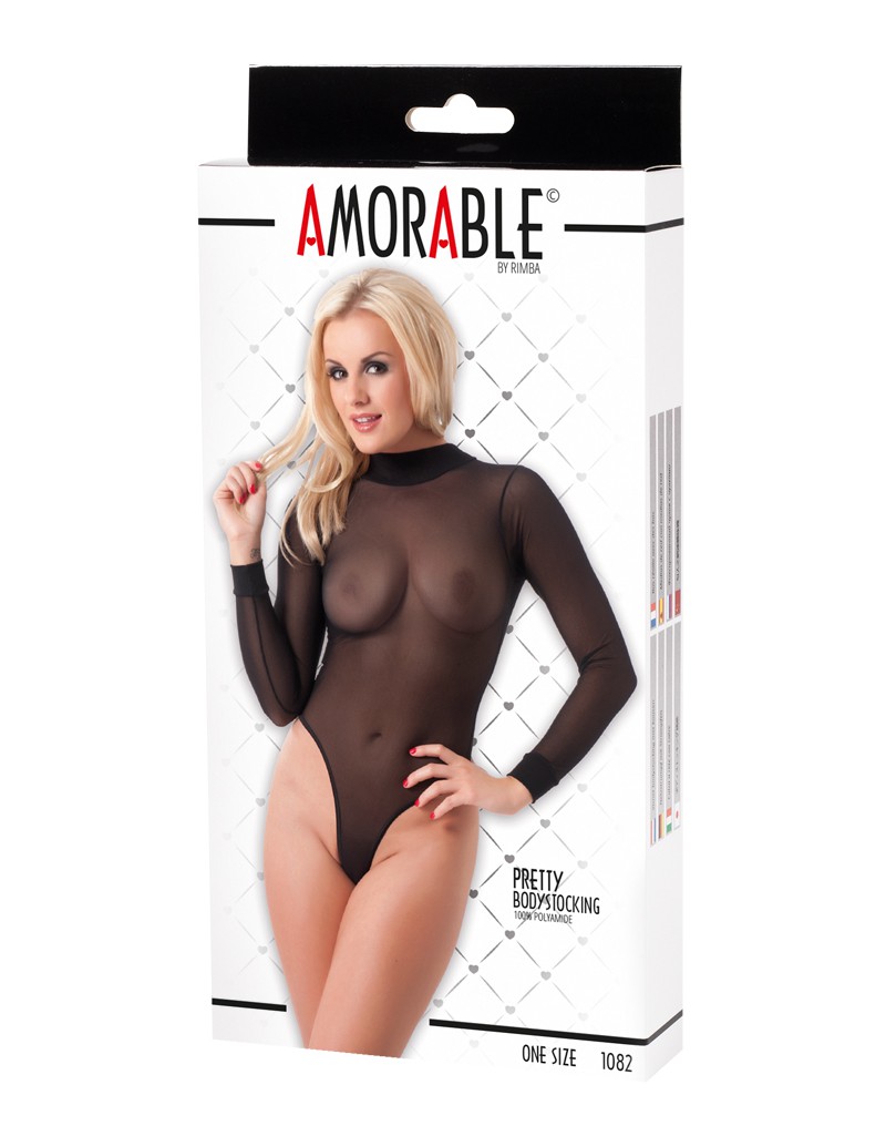Amorable by Rimba – Transparenter Bodystocking – One Size – Schwarz