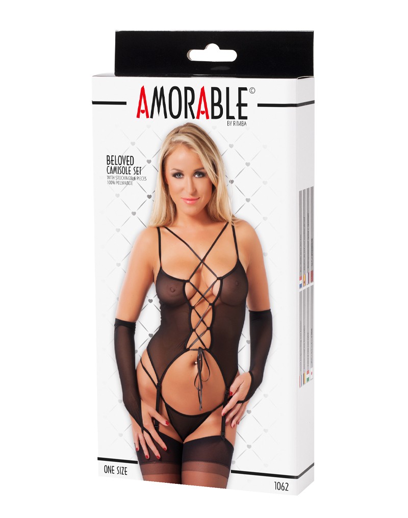 Amorable by Rimba – Camisole-Set (6-teilig) – One Size – Schwarz