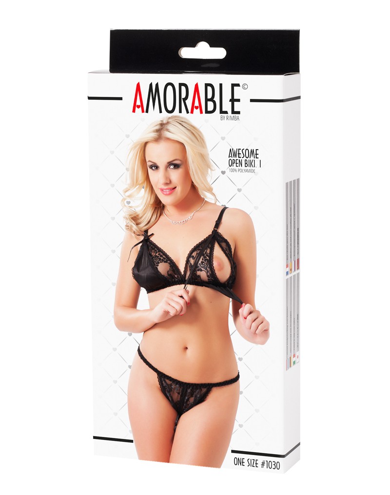 Amorable by Rimba – Offener BH mit Slip – One Size – Schwarz