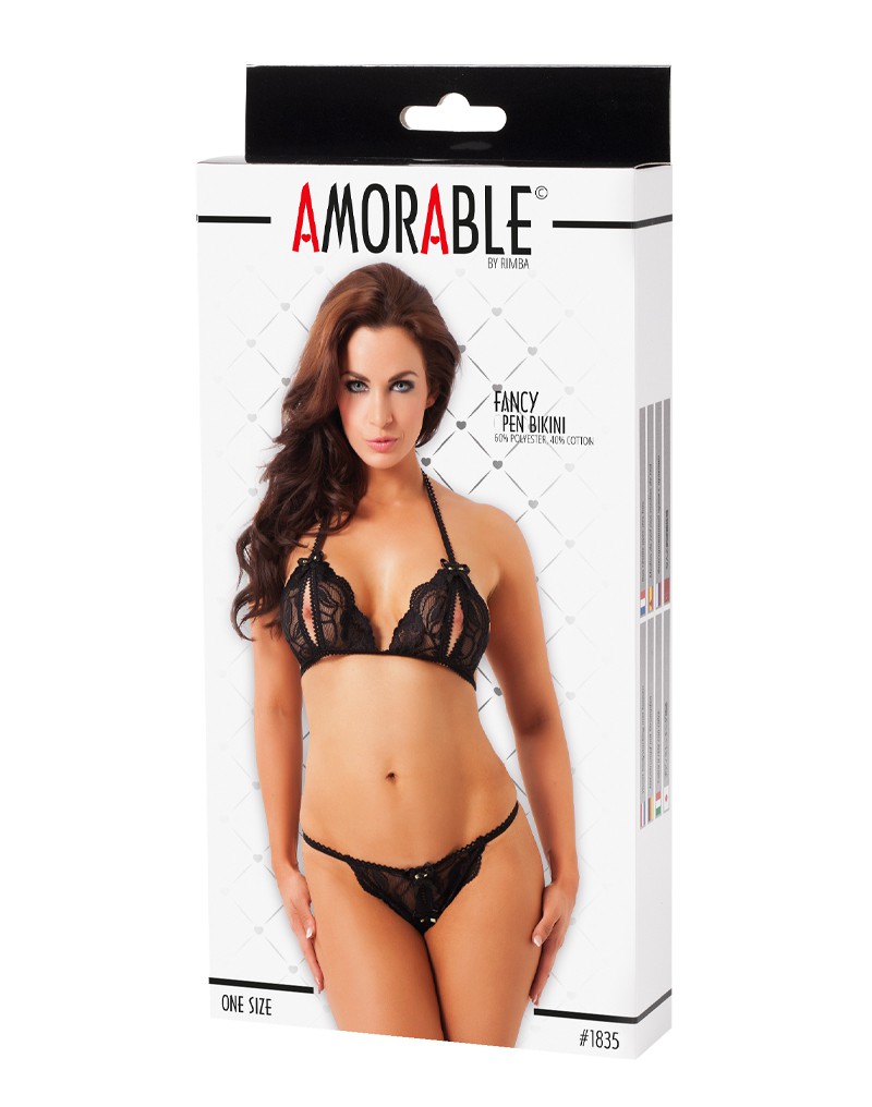 Amorable by Rimba – Offener Bikini – One Size – Schwarz